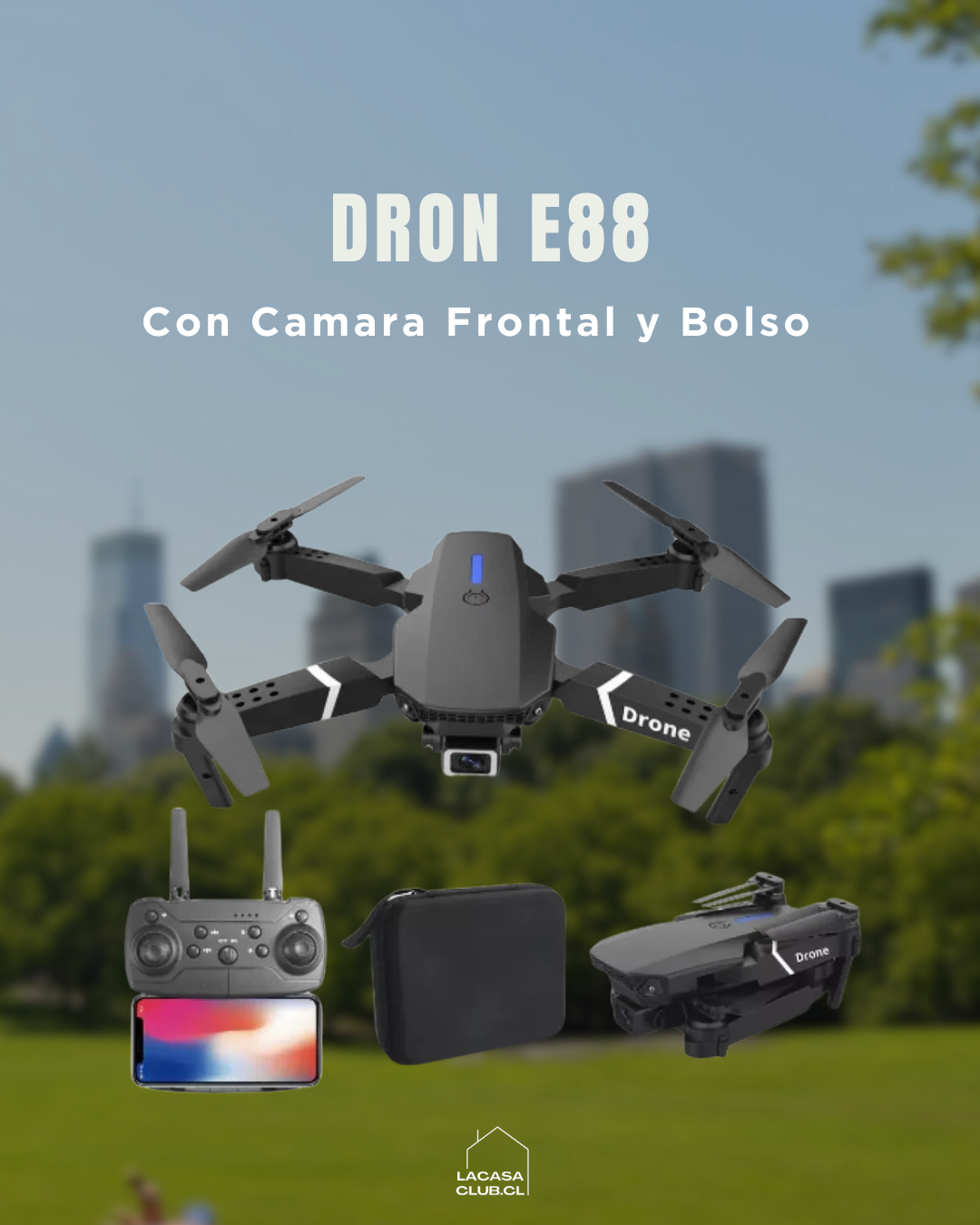 Dron E88 Cámara Frontal Con Bolso Bater